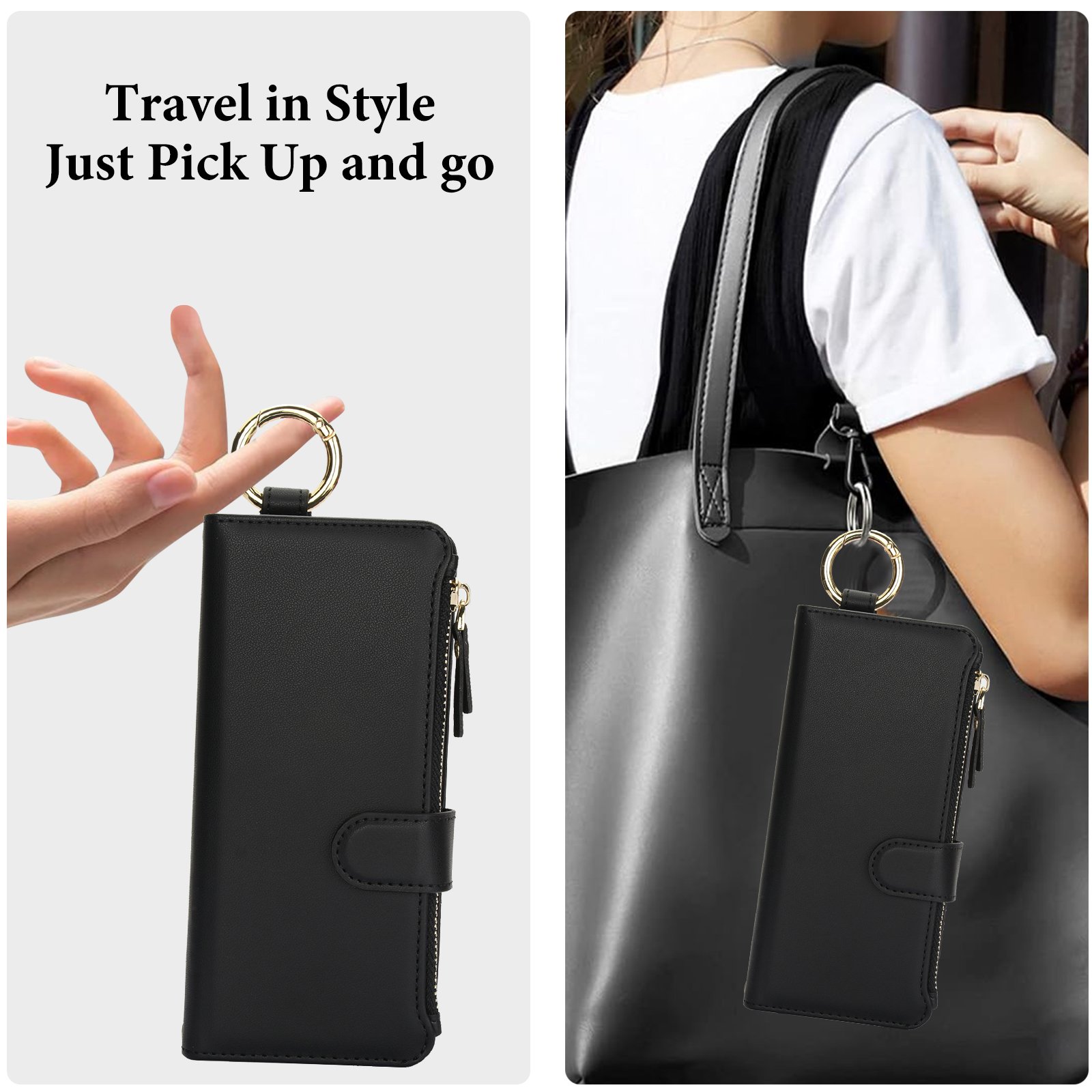 For Samsung Z Fold 6 5 4 3 Phone Case With Finger Metal Ring Holder PU Leather Folding phone Back Cover Crossbody Phone Case