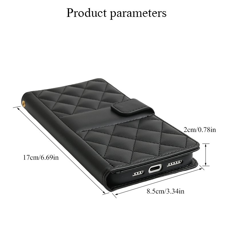 Diamond Pattern Wallet Leather Mobile Phone Bags Strap Phone Stand Cover Phone Case