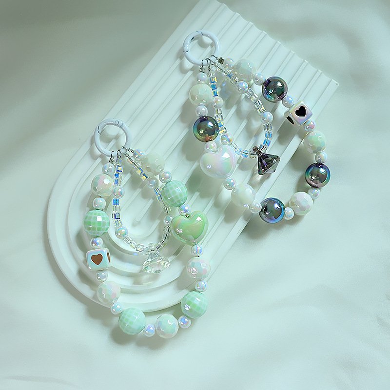 Sweet color love beaded chain phone case chain bag car pendant accessories mobile lanyard accessories wholesale