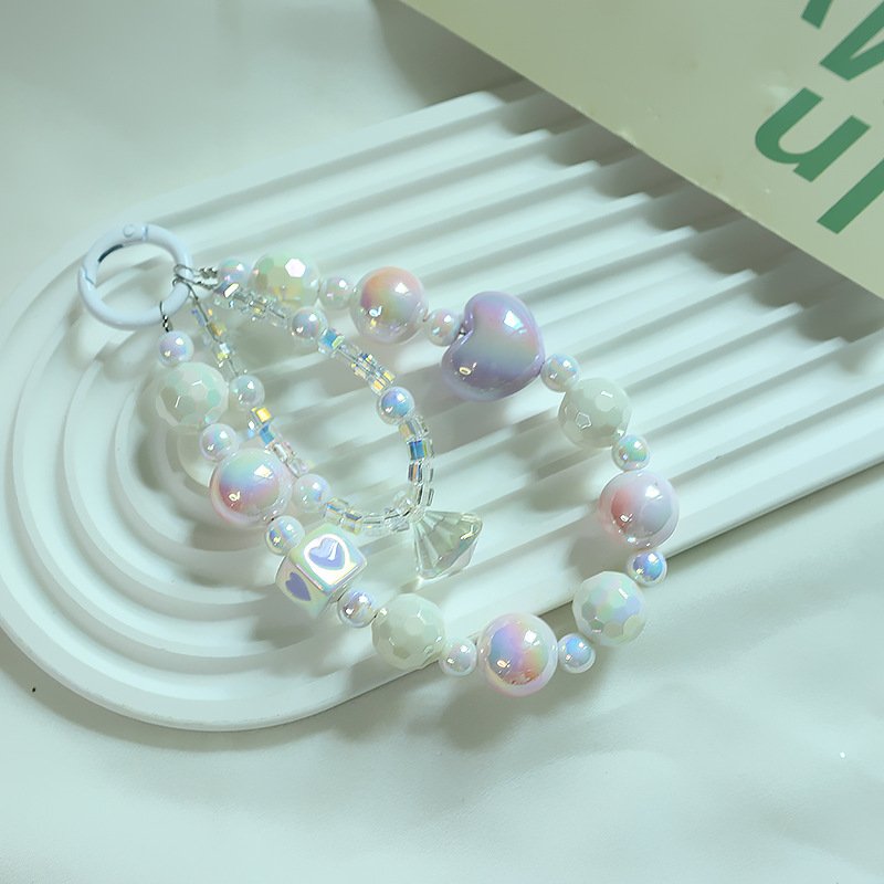 Sweet color love beaded chain phone case chain bag car pendant accessories mobile lanyard accessories wholesale
