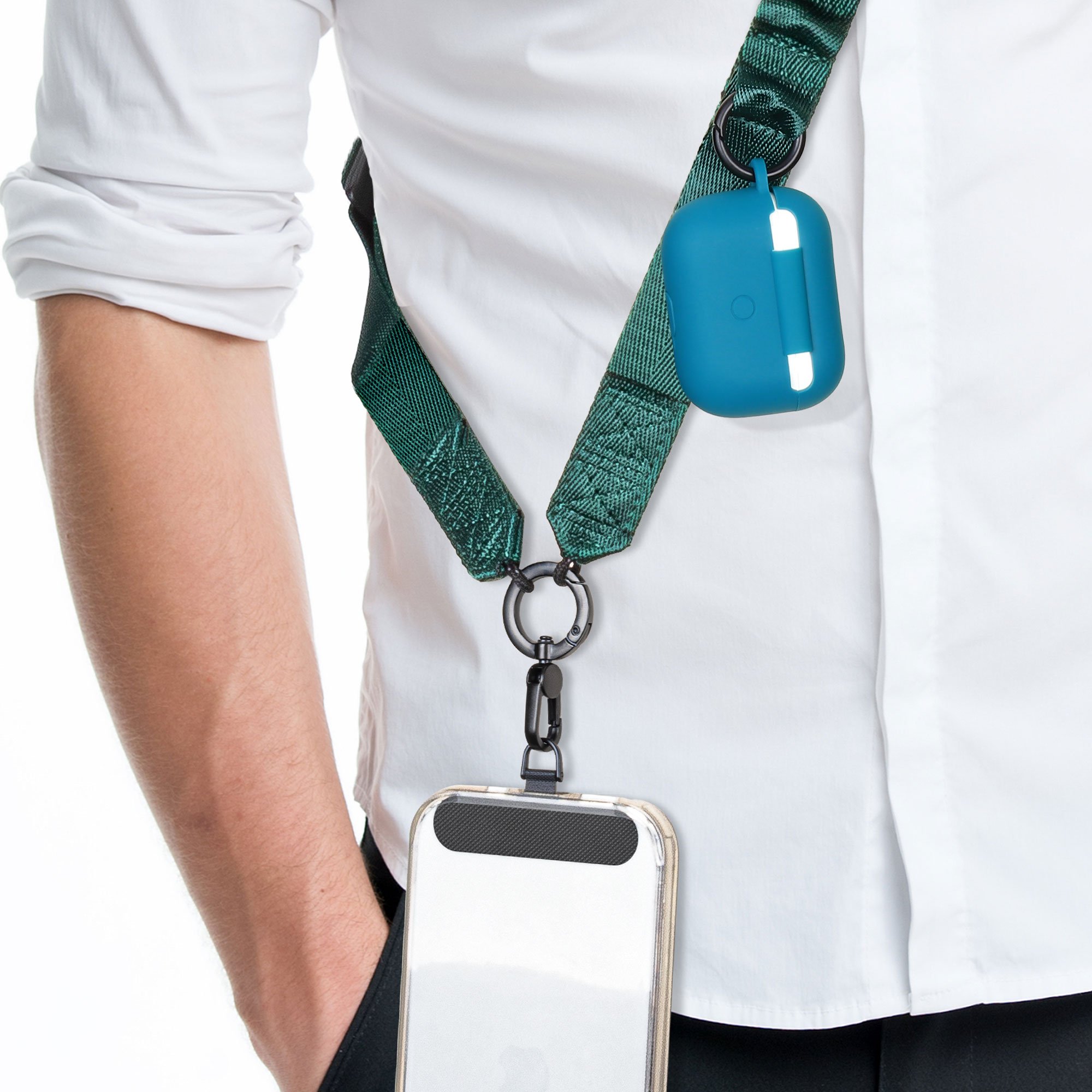 Universal Mobile Cell Phone Crossbody Woven Lanyard Neck Wear Long Fabric Wide Webbing Keychain Phone Strap Rope Patch