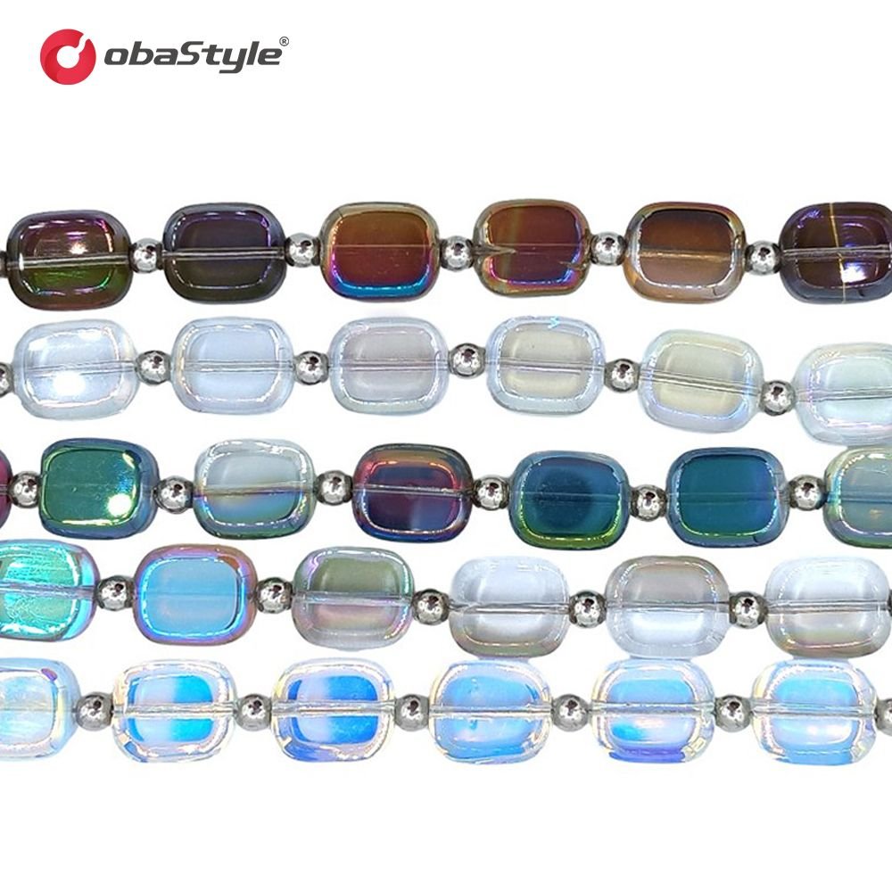 EU Stock Shipping 60CM Luxury Electroplated square beads Long chain for mobile phone with clear Universal Spacer
