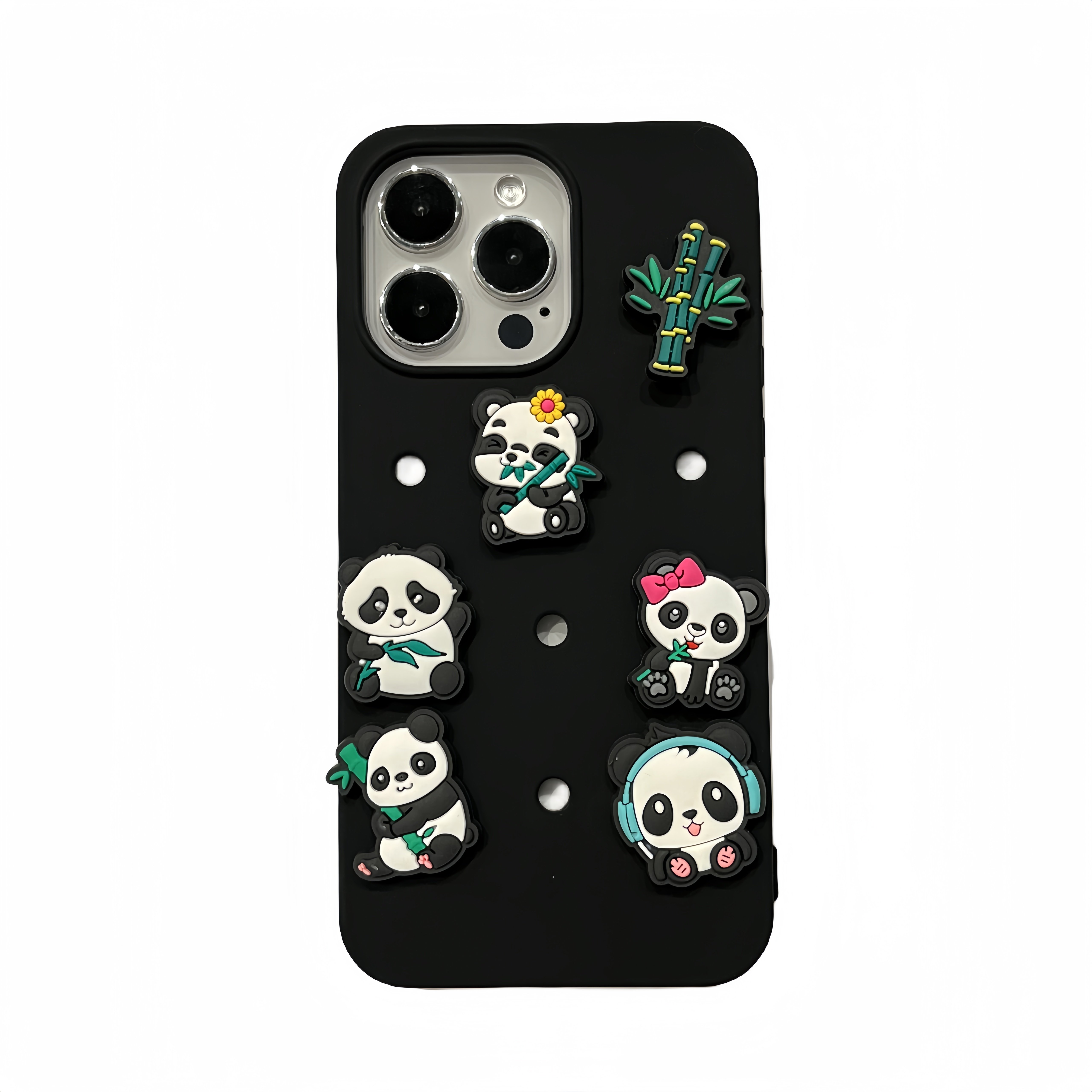 Hot selling creative cartoon bamboo Panda silicone soft phone case for 14 13 11 XR 15 promax