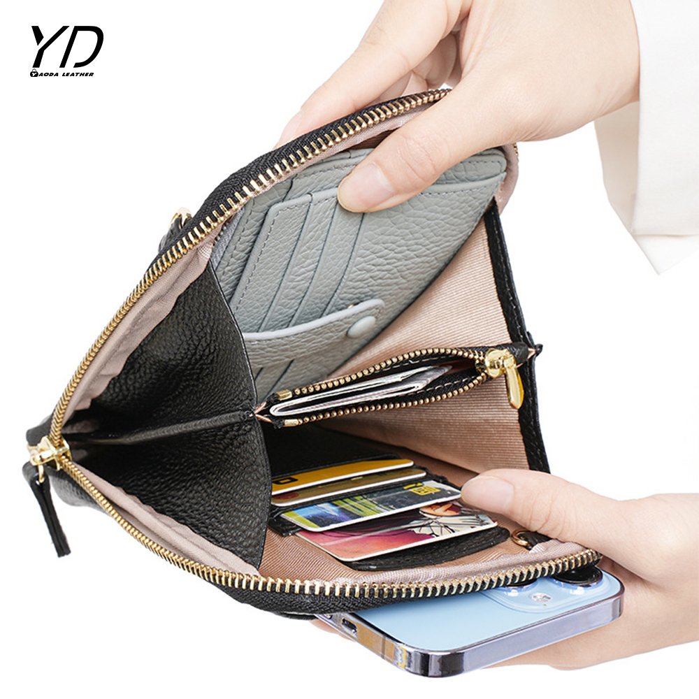 Genuine Leather Small Cellphone Pouch Crossbody Cell Phone Leather Bag With Strap