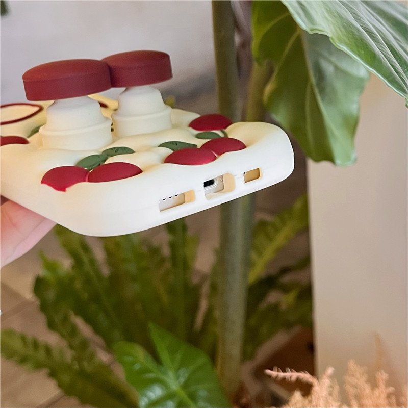 Fashion Cute 3D Cherry Bracket Soft Silicone Phone Case for iPhone 13 12 11 14 15 Pro Max on iPhone 14Pro 15Pro Back Cover Coque