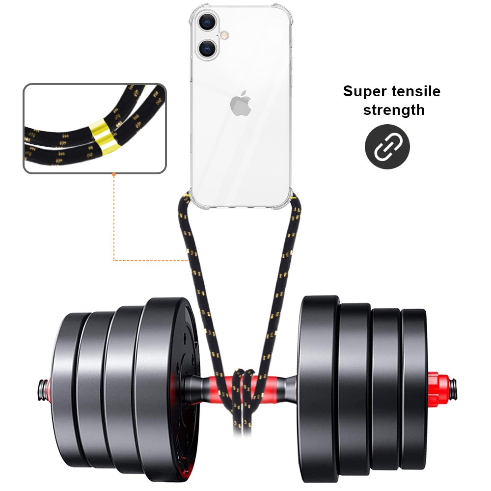 Shockproof Clear Tpu Cell Phone Case and Strap For Iphone 16 15 14 13 12 11 Pro Max X XS XR 7 8 Plus SE