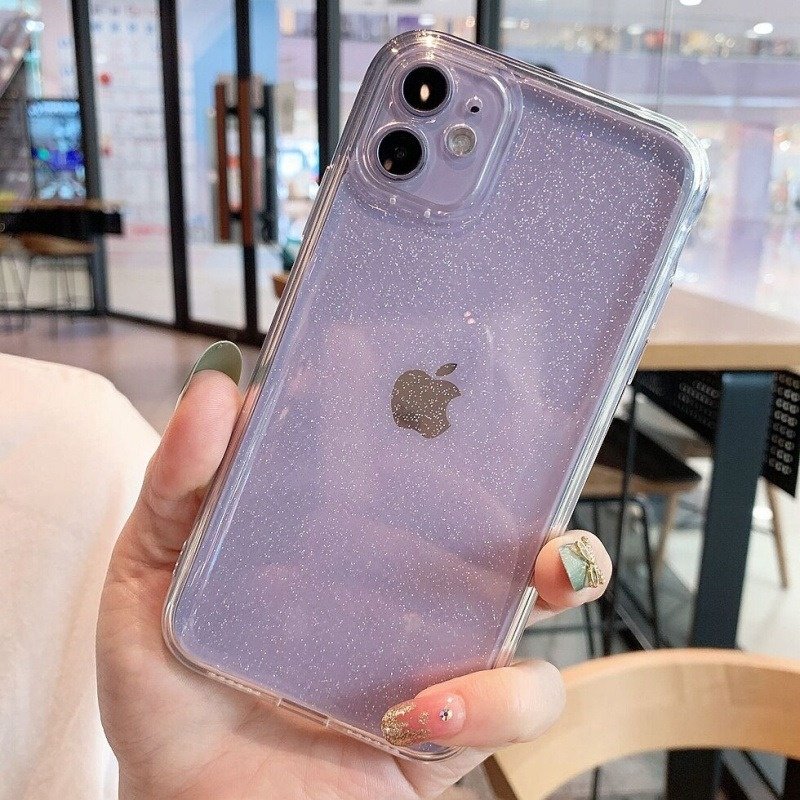 Clear Shockproof Phone Cases for iPhone 13 12 15 pro max Women Luxury Glitter Protective Cover No Yellow