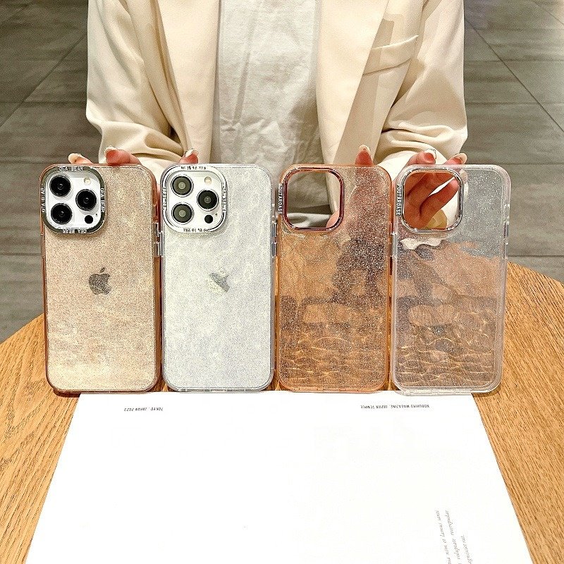 Clear Shockproof Phone Cases for iPhone 13 12 15 pro max Women Luxury Glitter Protective Cover No Yellow
