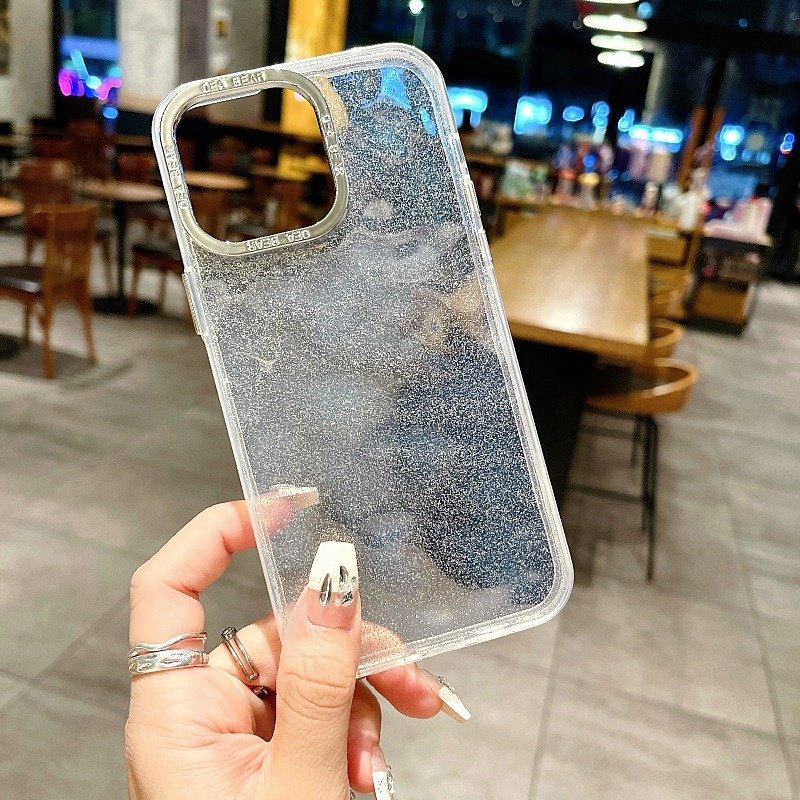 Clear Shockproof Phone Cases for iPhone 13 12 15 pro max Women Luxury Glitter Protective Cover No Yellow