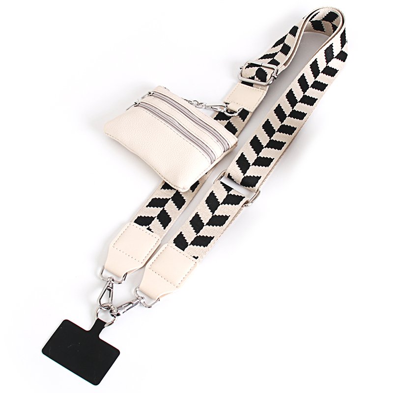 Wholesale Custom Cross Body Mobile Phone Straps with Zipper Wallet Pouch Universal Tether Patch Cell Phone Shoulder Strap