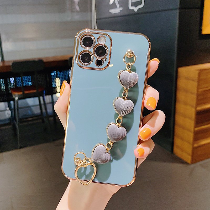 Dropshiping Gold Plating Phone Cover Case Lover Pattern Design Chain For Iphone 14 13 12 11 Xs Max Xr Xs 7 8 Plus For Ladies