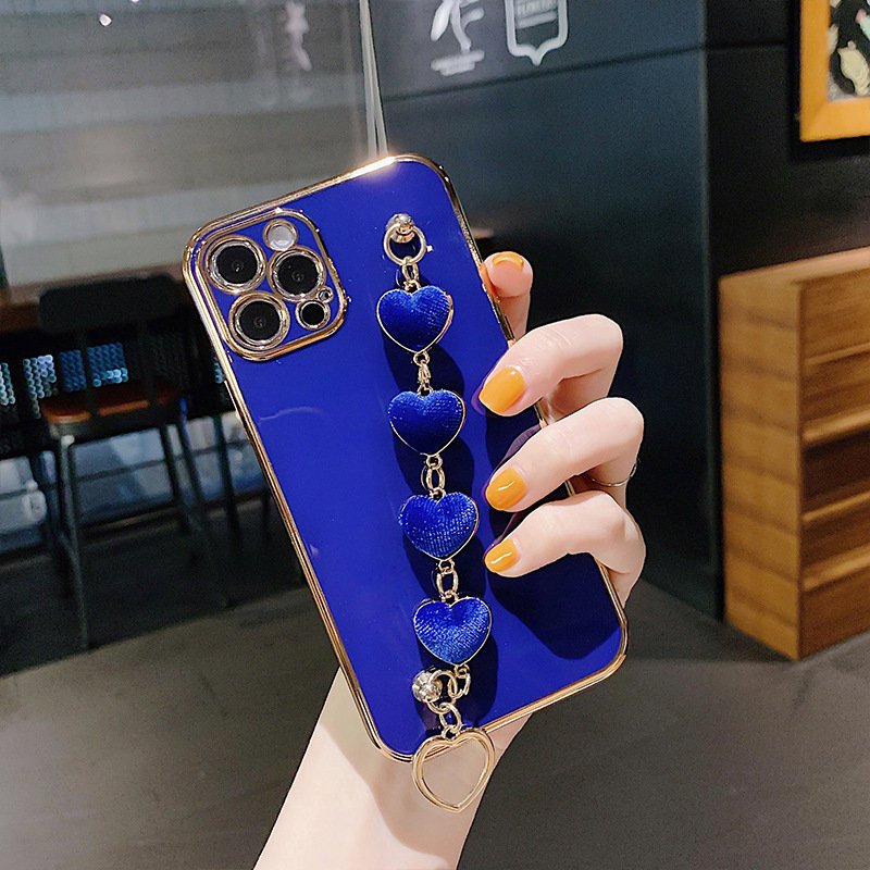 Dropshiping Gold Plating Phone Cover Case Lover Pattern Design Chain For Iphone 14 13 12 11 Xs Max Xr Xs 7 8 Plus For Ladies