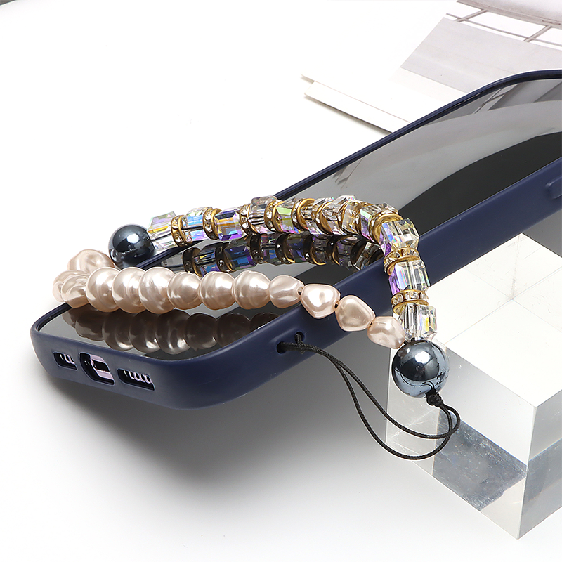 Pearls Mobile Beaded Lanyard Cell Phone Straps Wristlet Aesthetic Phone Chain Wristband Cellphone Wrist Straps for Girls Woman