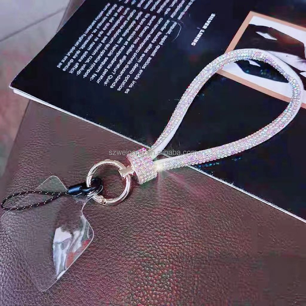 40cm Luxury Glitter Diamond Sling Mobile Phone Chain TPU and Nylon Strap Hand-held Mobile Phone Rope Fashion Accessory