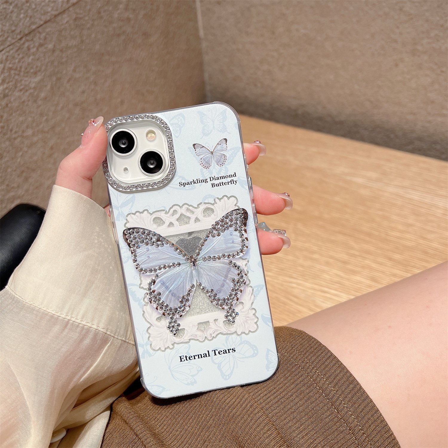 Luxury gilry phone back cover for iphone 13 pro max 14 pro 15 max glittery phone case with strap