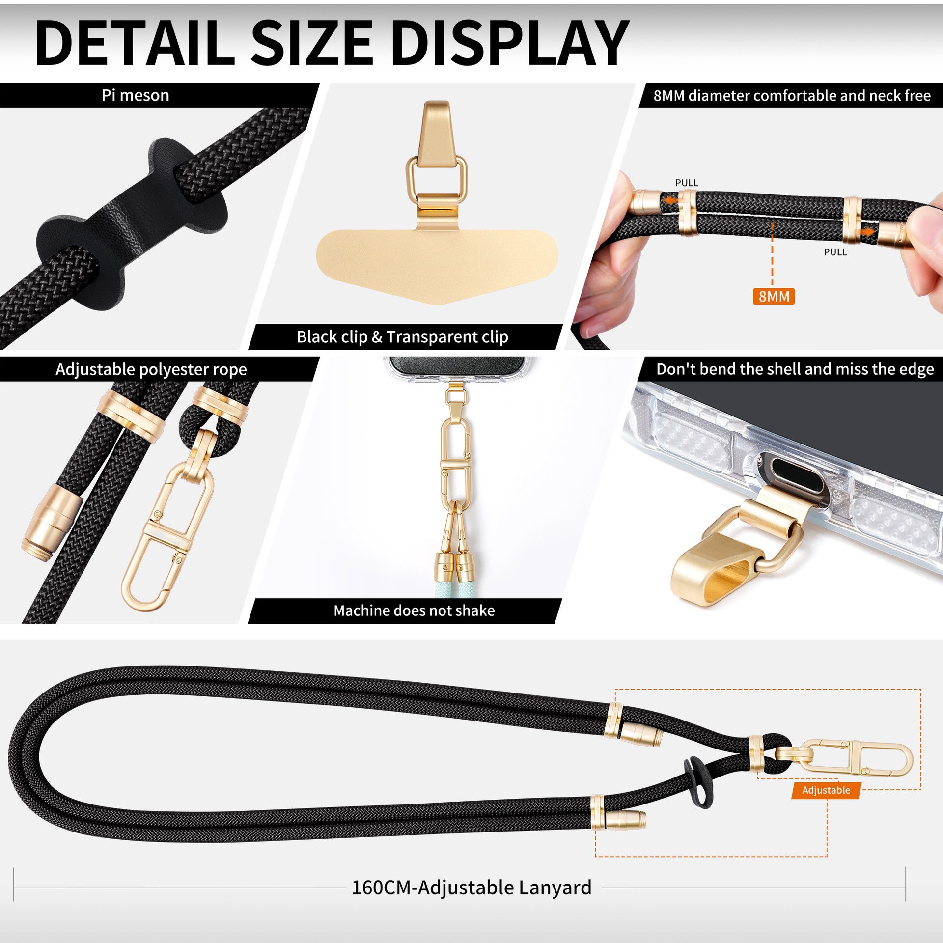 High-end mobile phone lanyard gasket long crossbody braided mobile phone lanyard outdoor anti-lost neck lanyard wrist chain