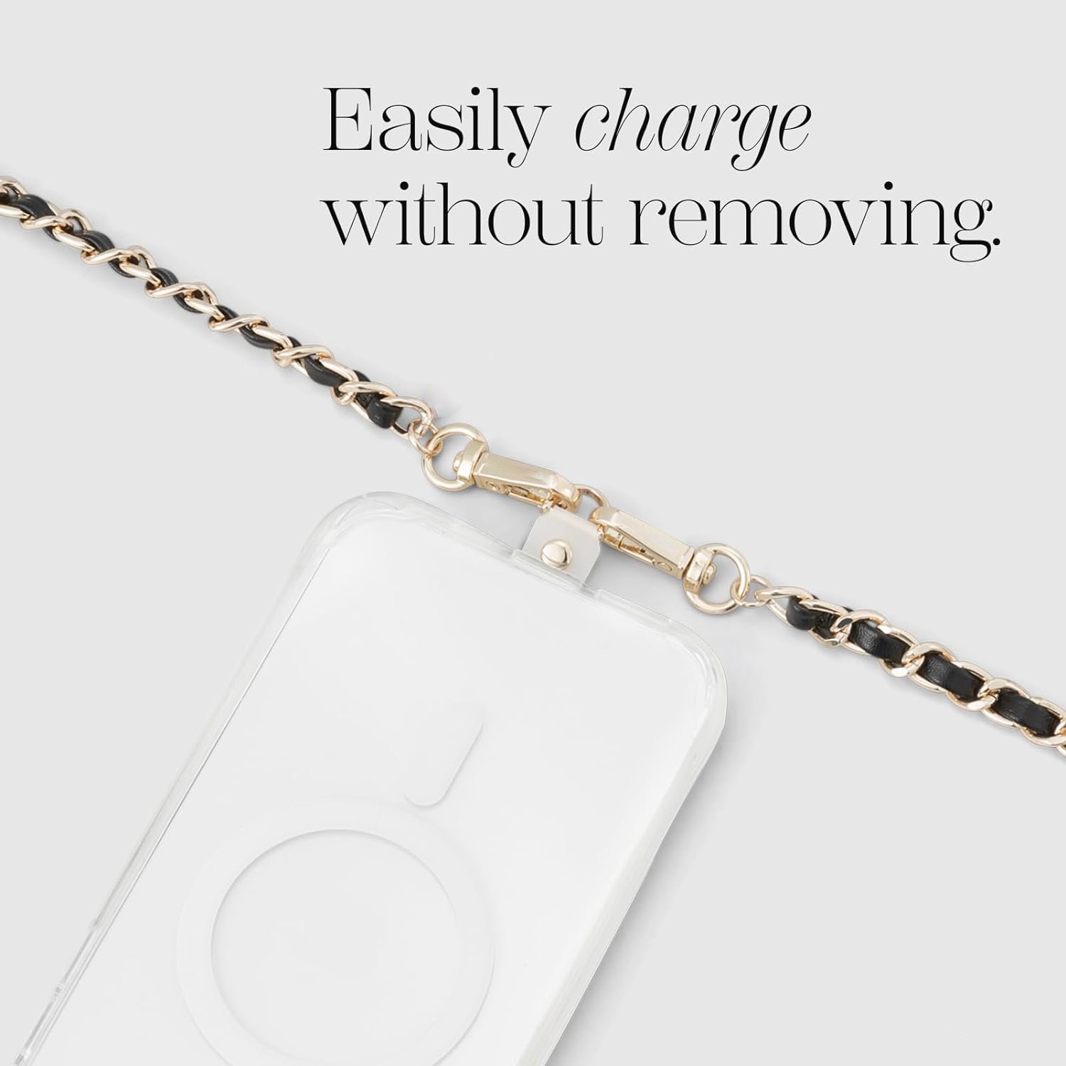 Women Cell Phone PU Leather Lanyard Strap Metal Phone Charm Chain Hand Free Cellphone Neck Strap for Phone