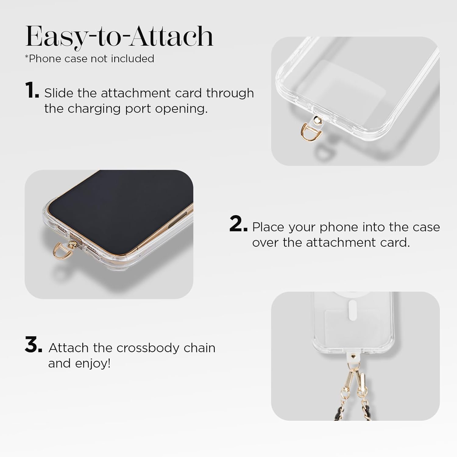 Women Cell Phone PU Leather Lanyard Strap Metal Phone Charm Chain Hand Free Cellphone Neck Strap for Phone