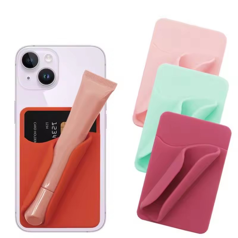 2-in-1 Adhesive Phone Holder Lipstick Card Pocket Cellphone Holder