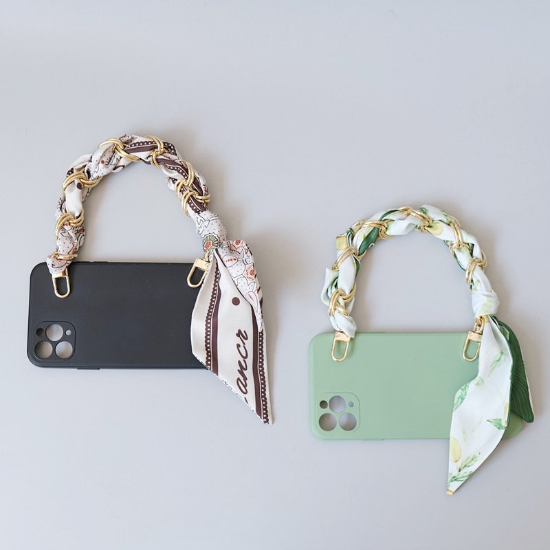 New Versatile Phone Strap Scarf Short Chain Gold Plated Spring Summer Handbag Bag Accessories Mobile Phone Lanyard Custom