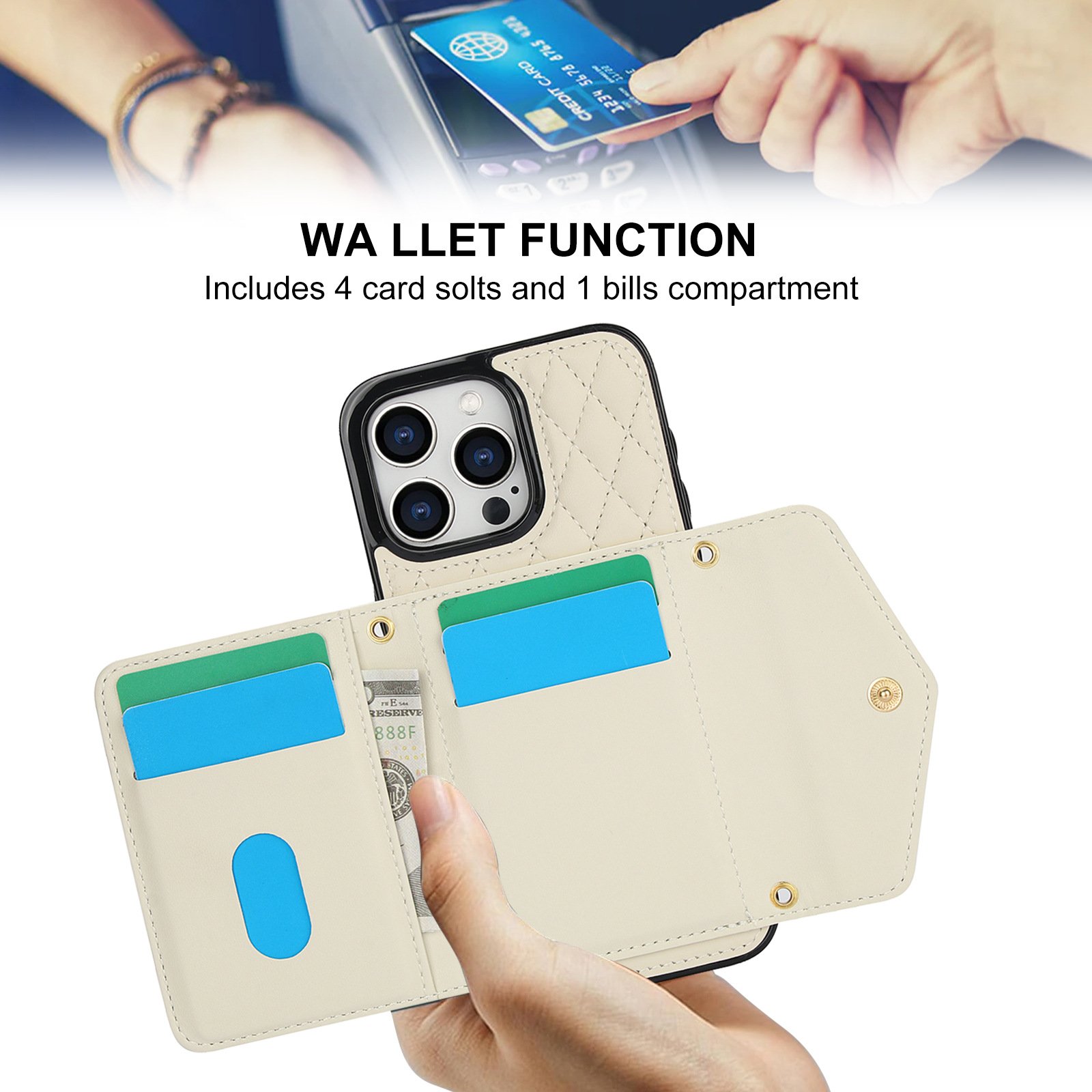 Girls Crossbody Strap Wallet Case Shockproof Leather Card Slots Purse Mobile Phone Cover For iPhone 15 16 pro max