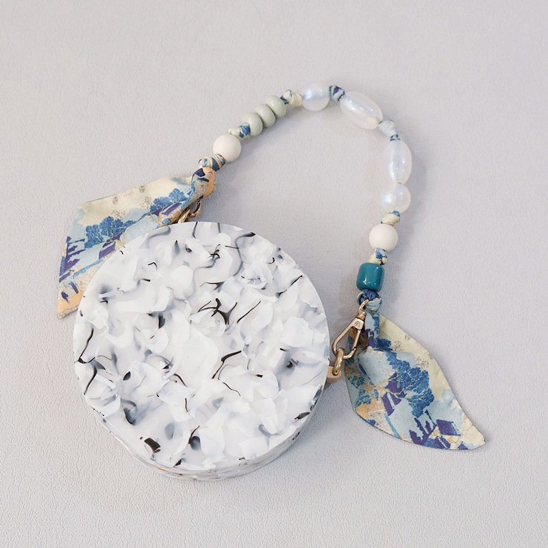 Elegant Bag Handle with Scarves Mobile Phone Accessories Anti-lost Women Cell Phone Strap Clutch Beaded Bag Strap