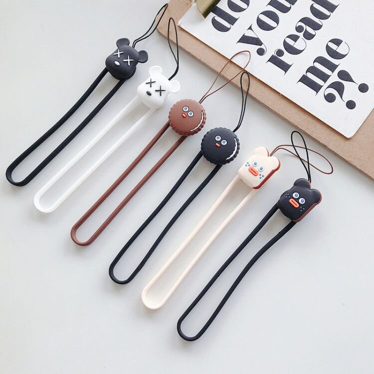 Korea style charming wrist strap 3d characters cartoon silicone mobile phone lanyard