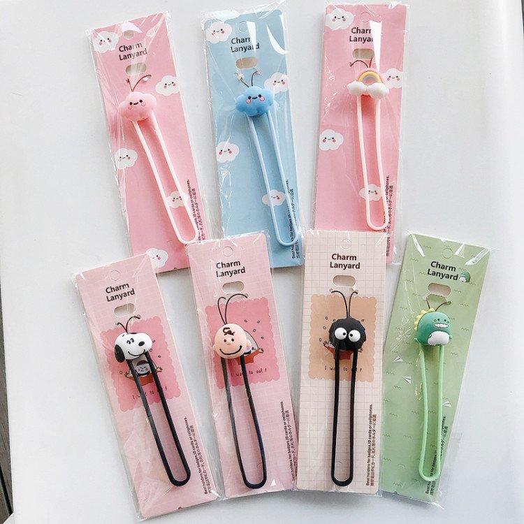 Korea style charming wrist strap 3d characters cartoon silicone mobile phone lanyard