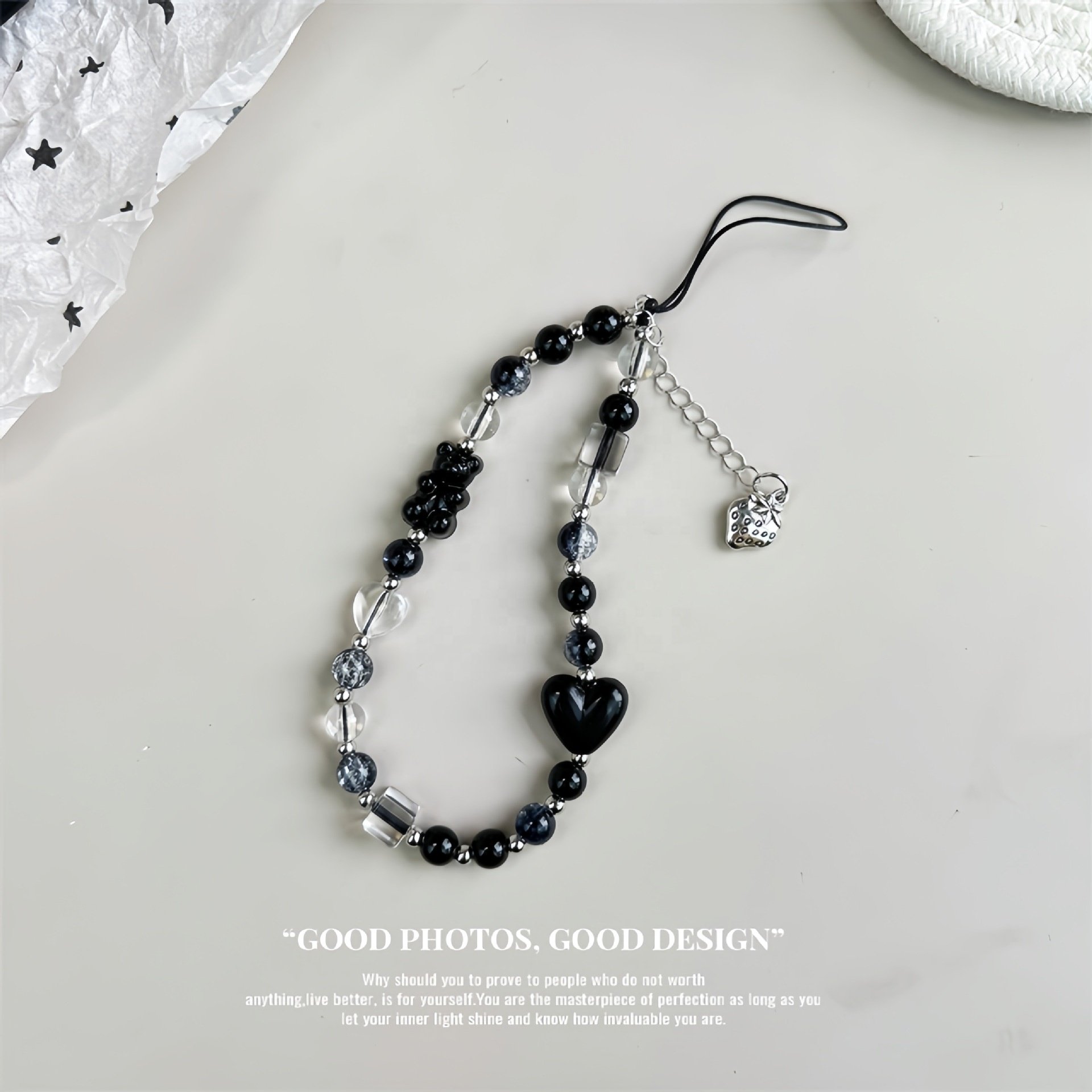 MAXUN Personalize Butterfly Beaded Cell Phone Charm Chain Strap Wholesale Handmade Heart Beaded Phone Straps For Women