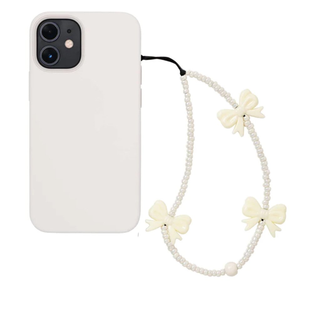 Y2k Acrylic Cute Clear Pink Bow Beaded Phone Strap Bracelet Phone Case Lanyard Charm Bead Wrist Rope Accessories Keychain Women