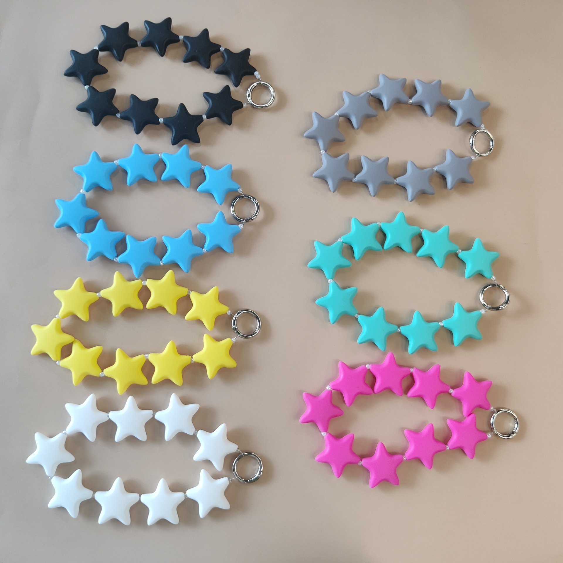 Fashion Colorful Pentagram Mobile Phone Charm Star Chain Short Phone Case Wrist Strap Lanyard