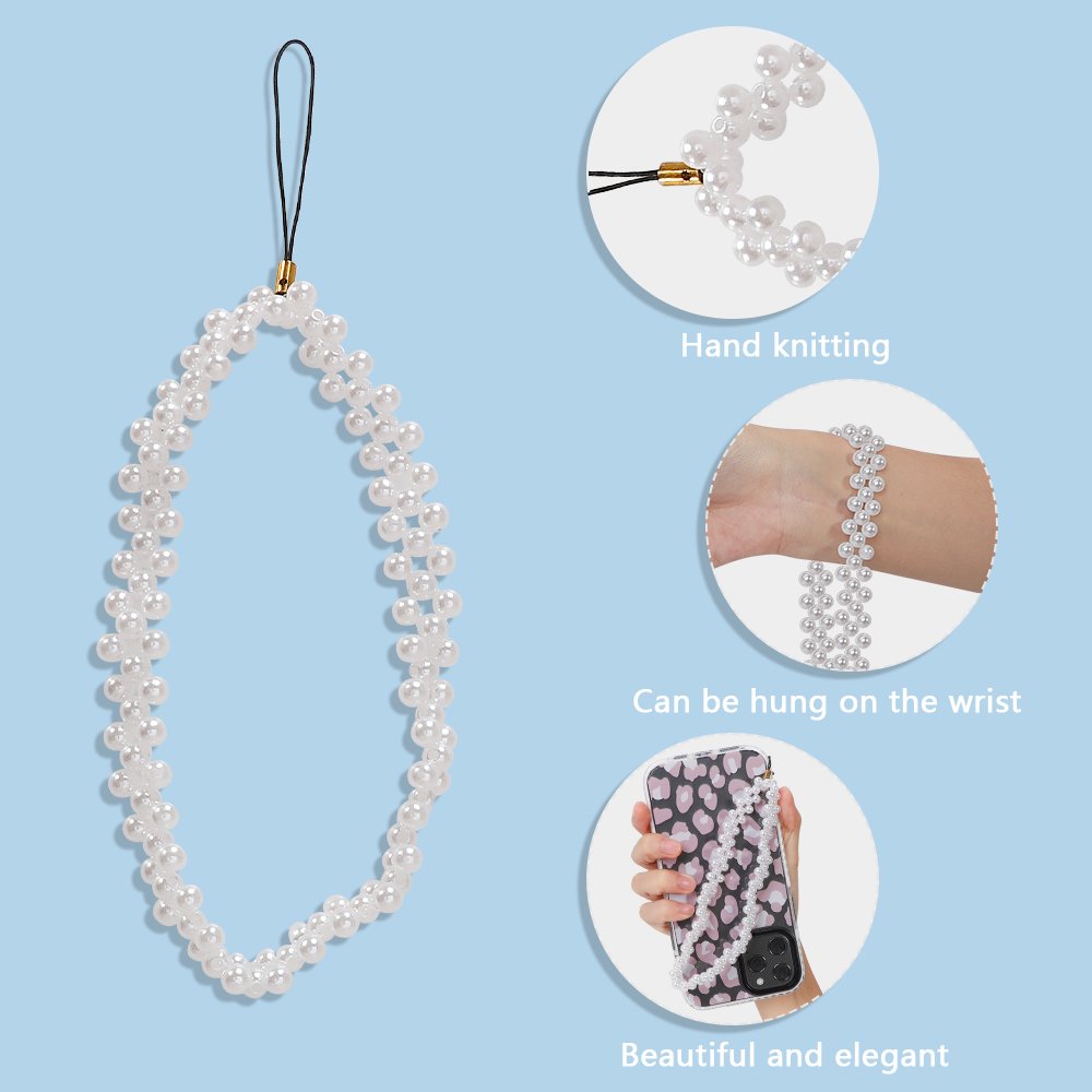 Elegant smartphone lanyard cordon para colgar telefono movil universal bead charm wrist chains pearl mobile phone strap