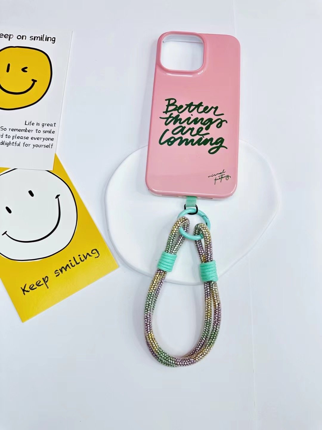 Universal Ins Style Colorful Bling Diamond Phone Charm Glitter Crystal Wrist Mobile Phone Lanyard For Girl