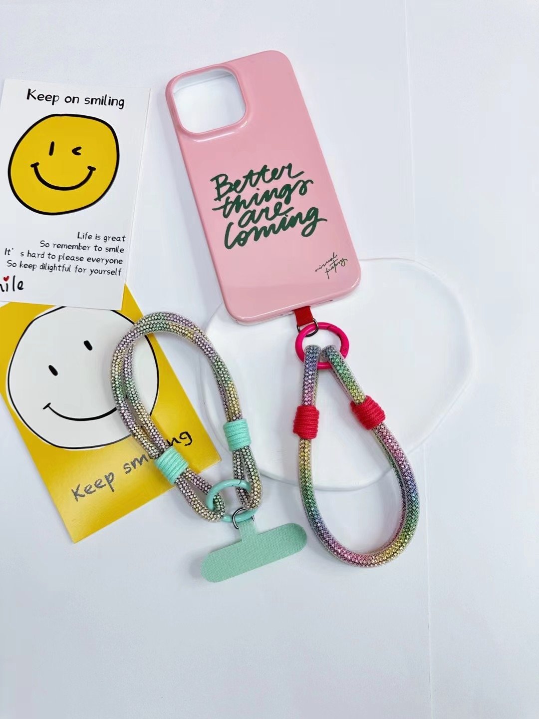 Universal Ins Style Colorful Bling Diamond Phone Charm Glitter Crystal Wrist Mobile Phone Lanyard For Girl