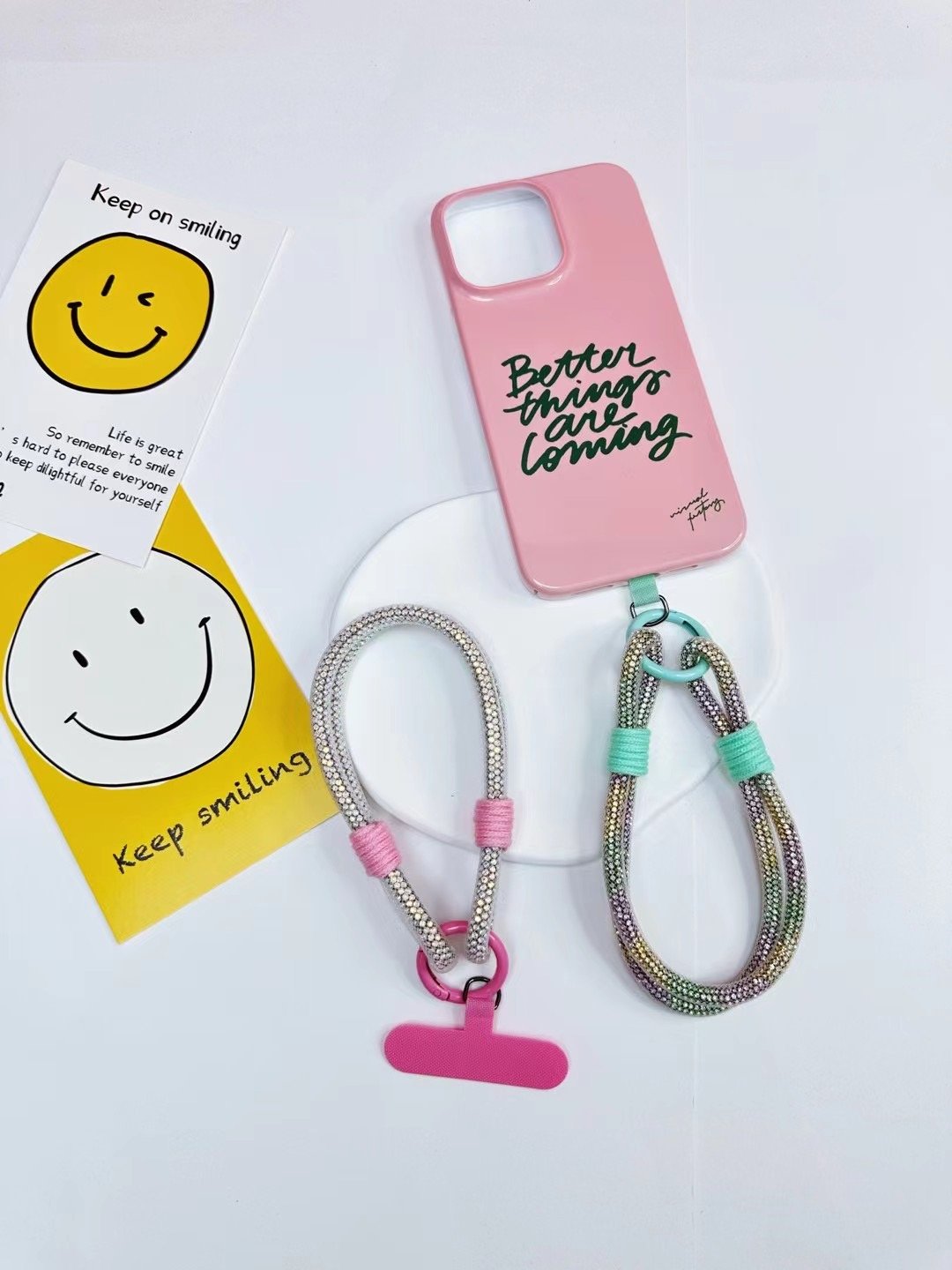 Universal Ins Style Colorful Bling Diamond Phone Charm Glitter Crystal Wrist Mobile Phone Lanyard For Girl
