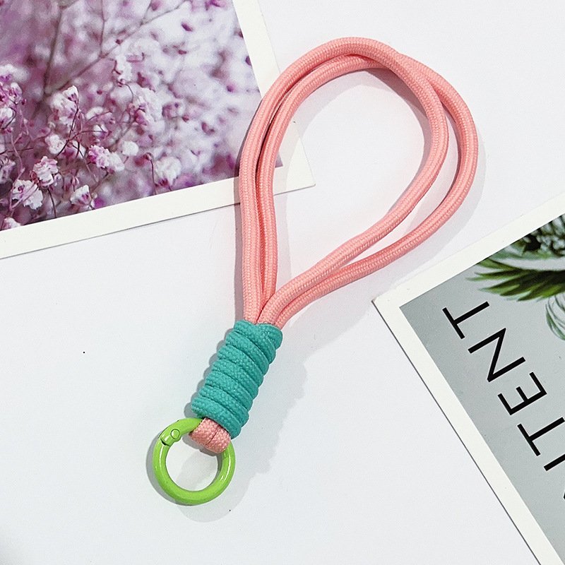 Custom Made Phone Case Lanyard Multi-color Short Wrist Strap Hanging Rope Twist Bride Anti Lost Phone Wrist Sling Keychain