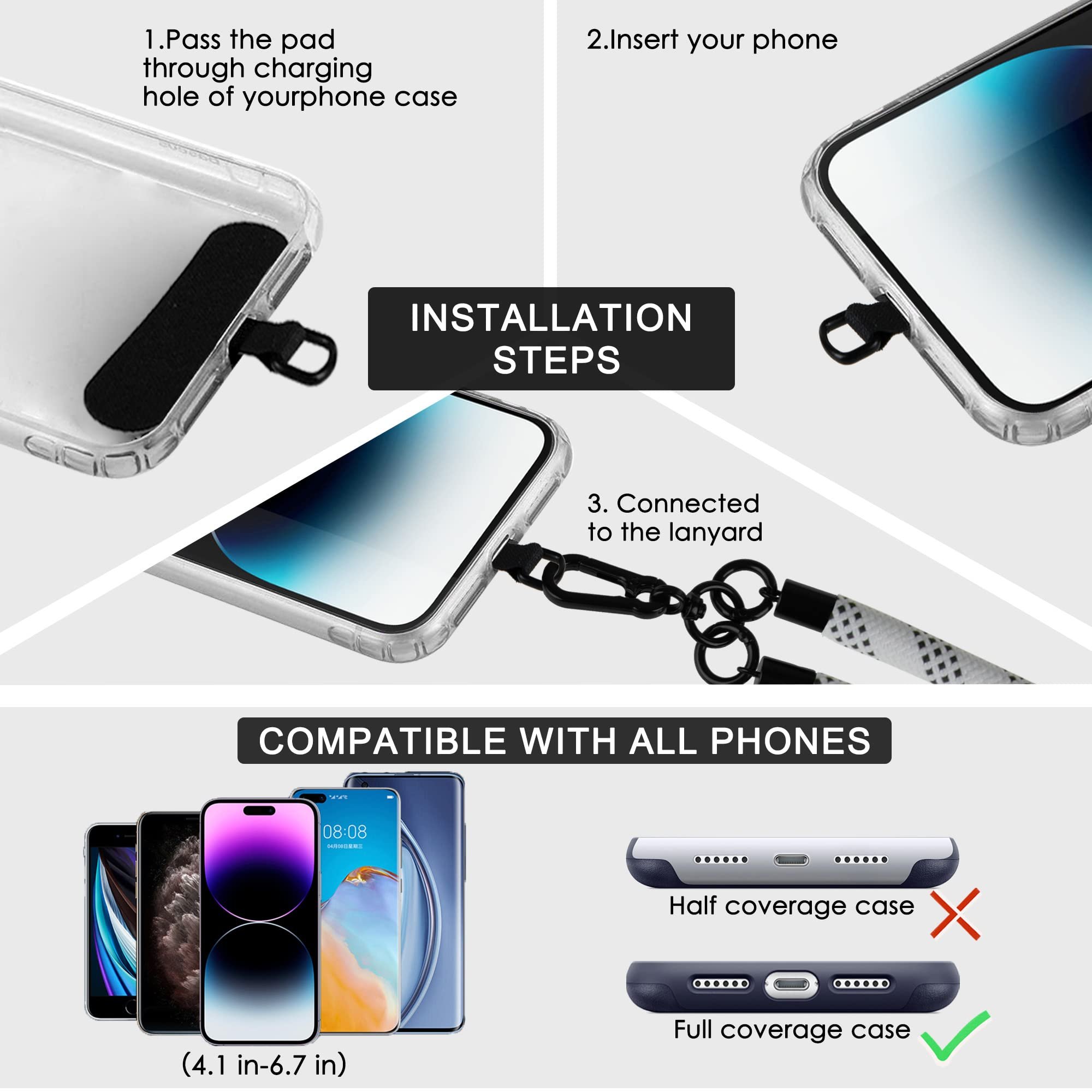 New Custom Universal Adjustable Neck Lanyard Straps Phone Case Nylon Crossbody Phone case with Strap for iPhone 13 14 pro max