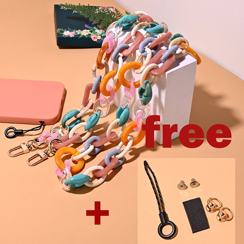 Wholesale Handmade Mobile Phone Small Bag Chain 120cm Strong Design Phone Strap Lanyard Acrylic Cell Phone Case Chain