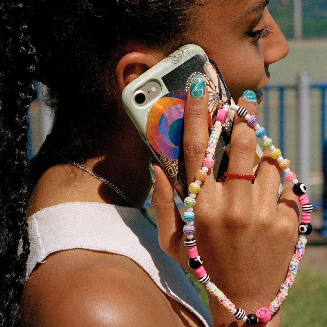 INS Fashion Pearls Colorful Bead Phone Chain for Girls Good Quality Boho Blue Eyes Beads Phone Strap for Women Jewelry