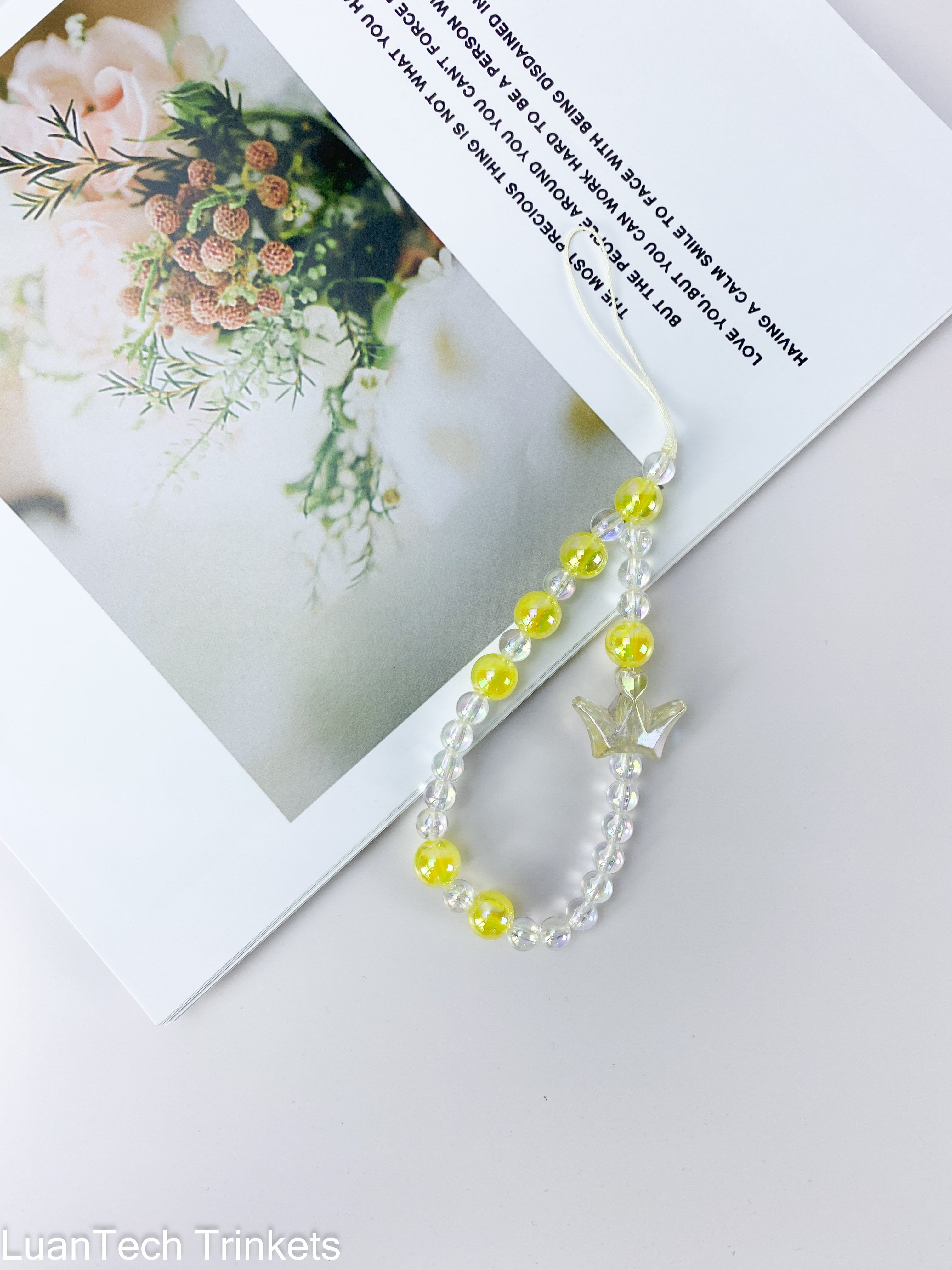 Dazzling Crown Phone Hanging Strap Beaded Phone Lanyard Wrist Strap Phone Charms Fixed Beads Pearl Chain