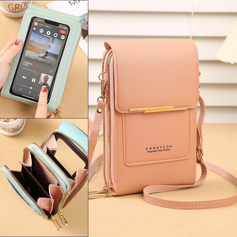 Women Crossbody Shoulder Bags Wallets Touch Screen Cell Phone Purse Soft Leather Strap Handbag for Samsung IPhone Xiaomi Huawei