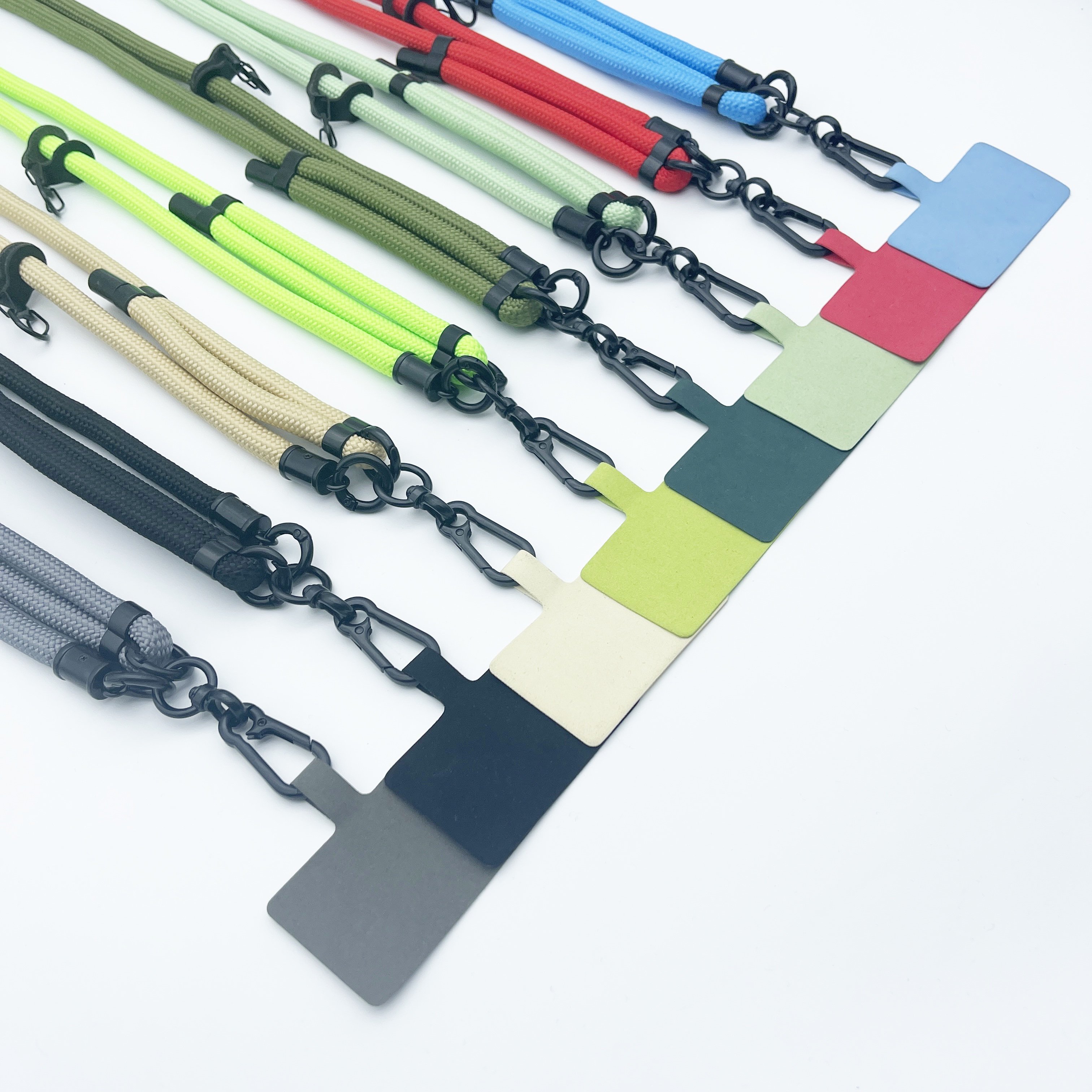 Fashion multi colors neck chain dacron cell phone lanyard adjustable phone cord custom mobile phone strap