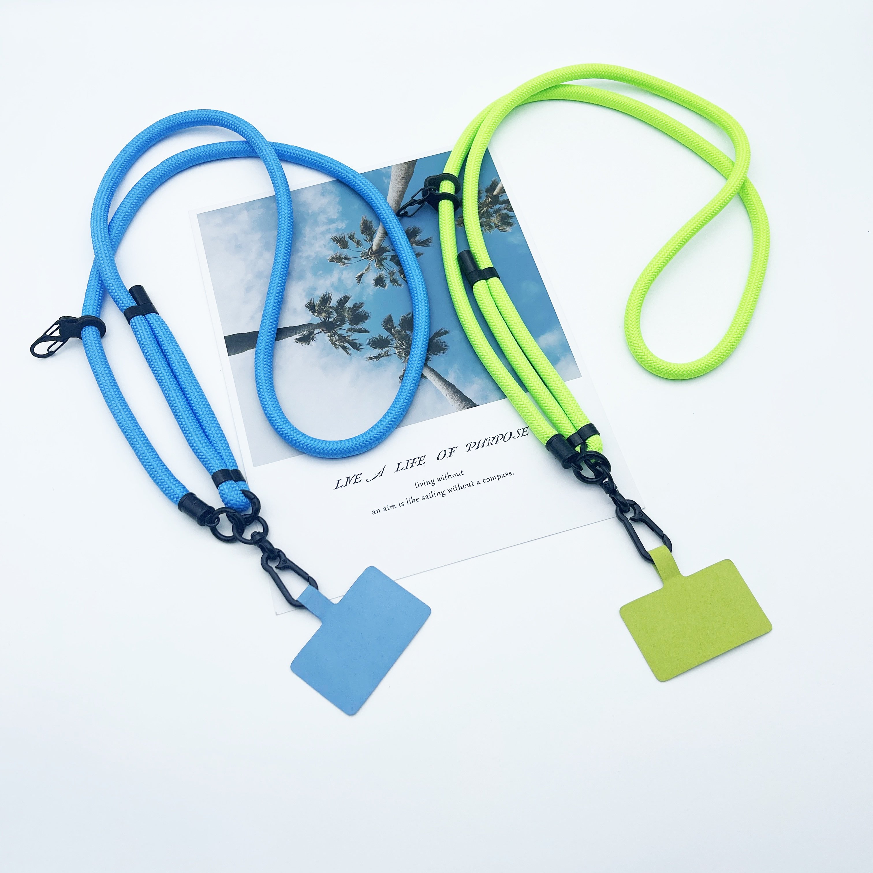 Fashion multi colors neck chain dacron cell phone lanyard adjustable phone cord custom mobile phone strap