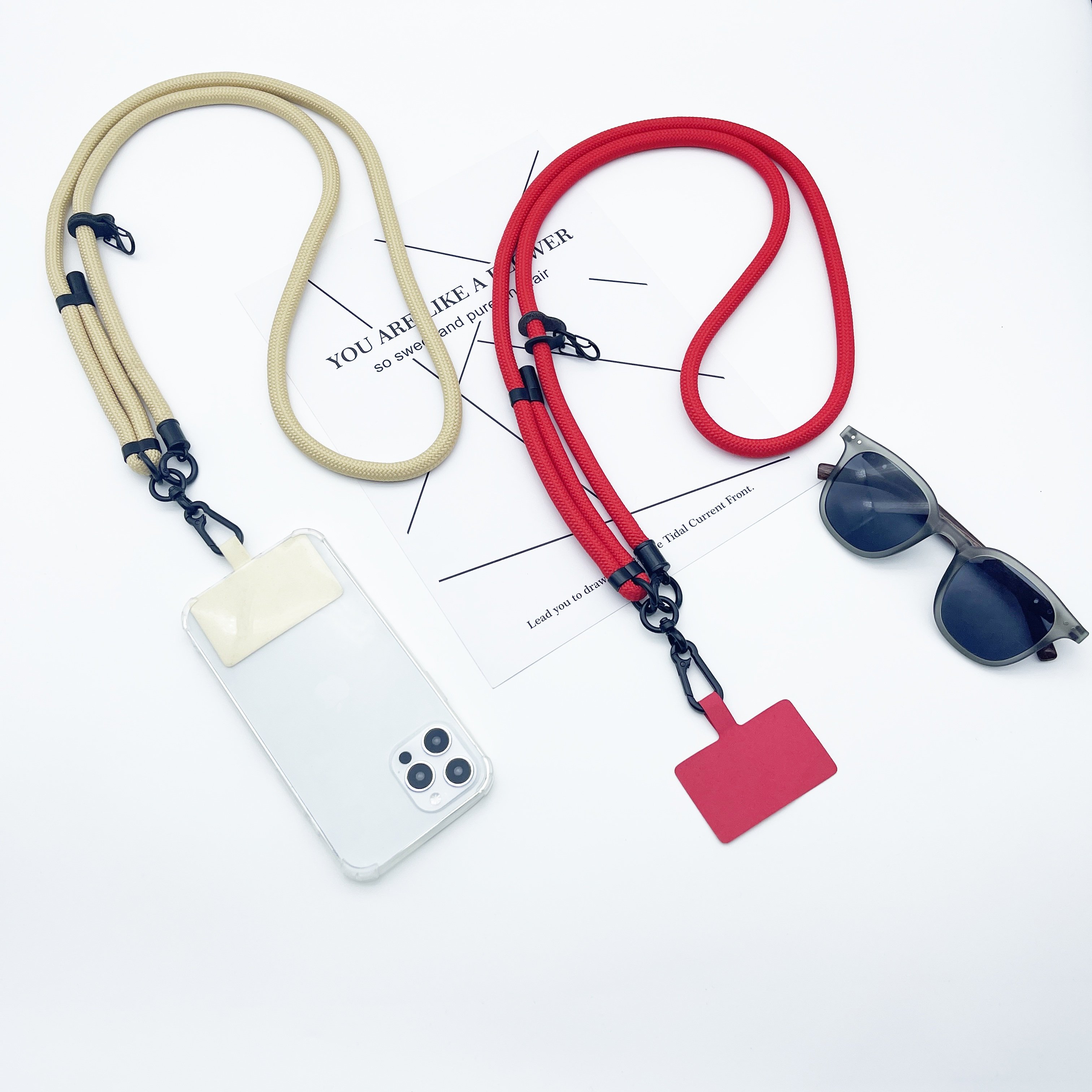 Fashion multi colors neck chain dacron cell phone lanyard adjustable phone cord custom mobile phone strap