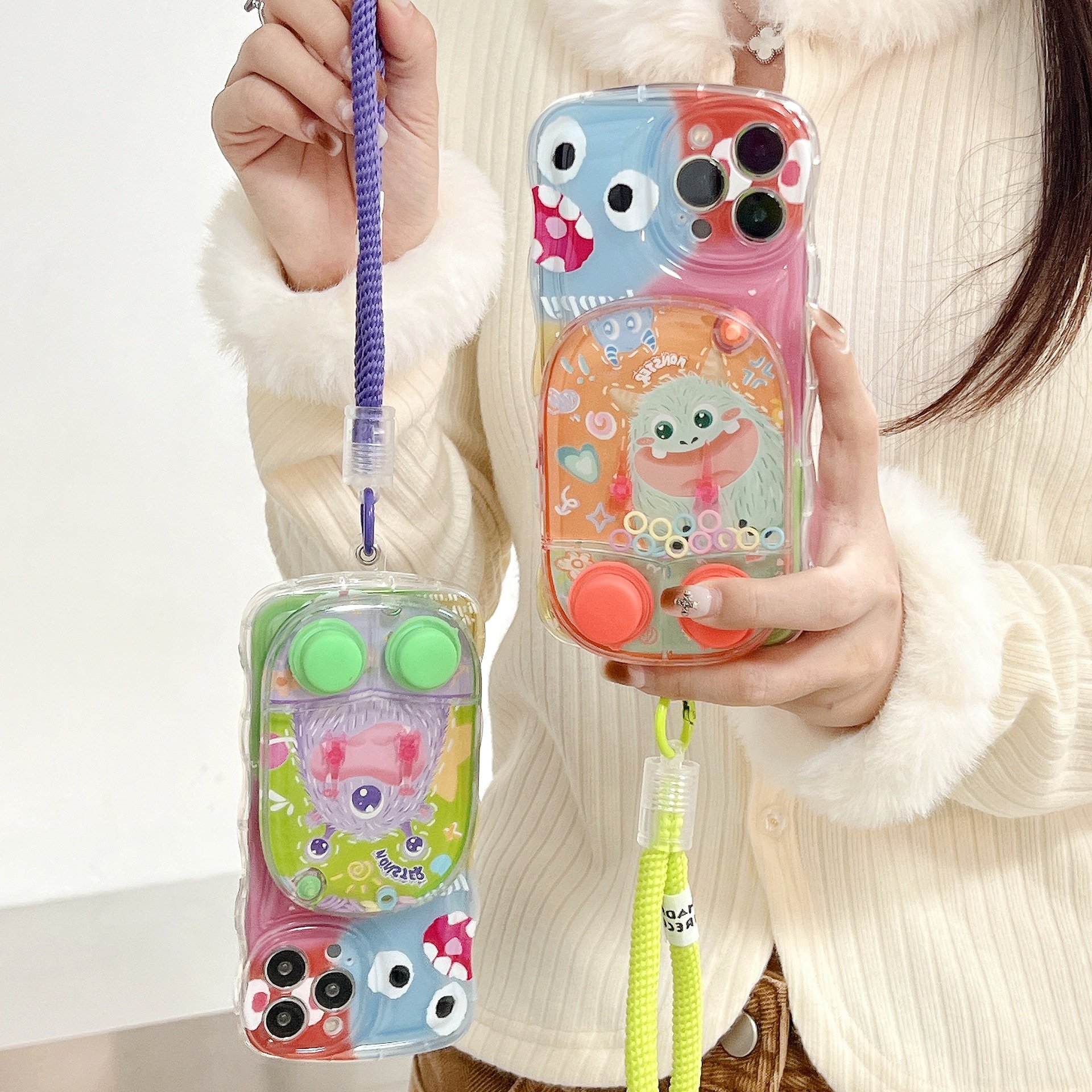 Cute Game Silicone Mobile Phone Case For iPhone 16 15 14 13 12 11 Pro max Stress Relief plaything bracelet Shockproof Back cover