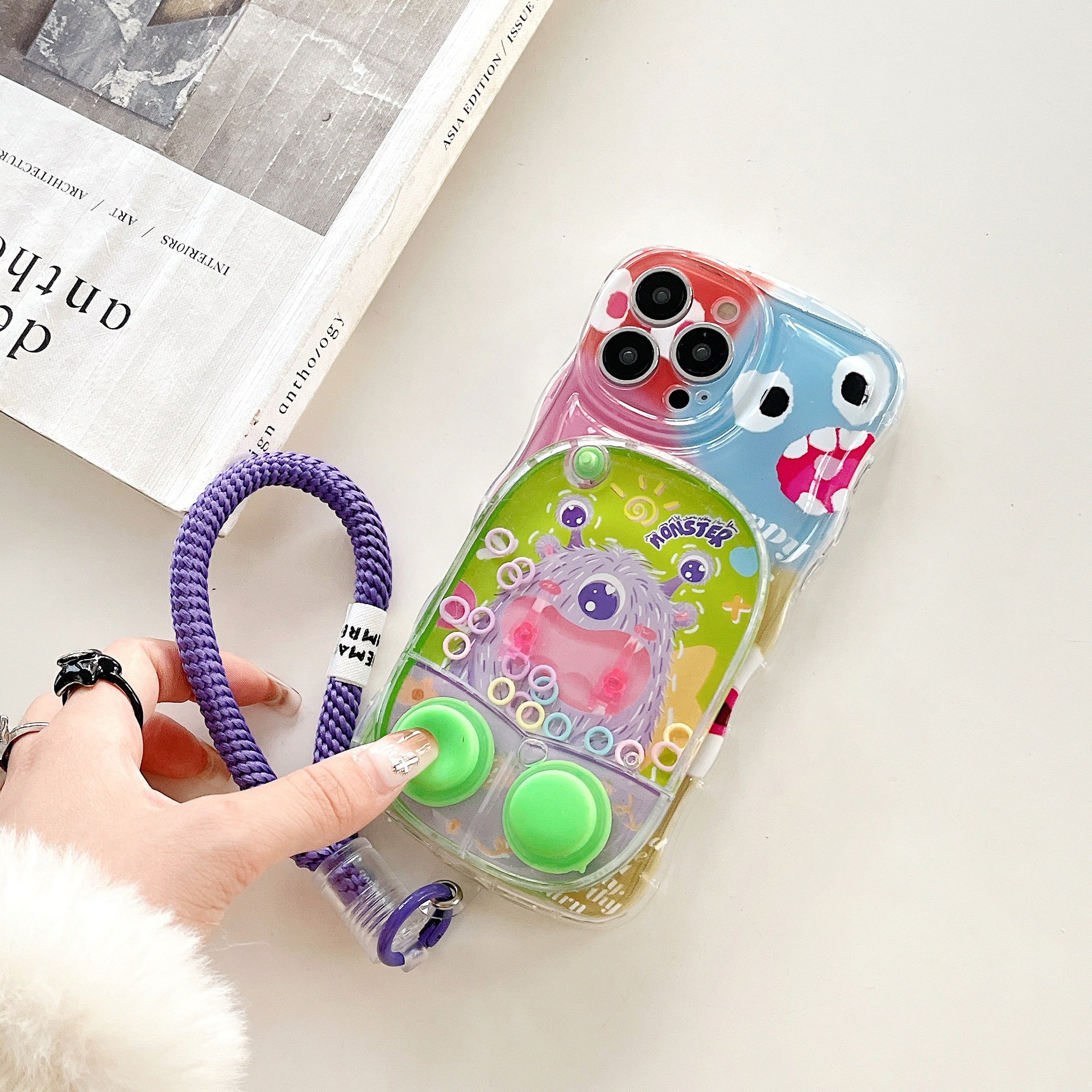 Cute Game Silicone Mobile Phone Case For iPhone 16 15 14 13 12 11 Pro max Stress Relief plaything bracelet Shockproof Back cover
