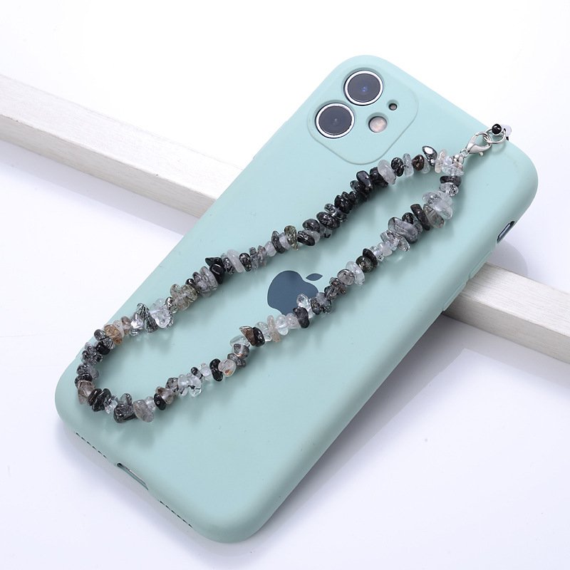Beaded Mobile Phone Strap Chain Cell Phone Charm Handmade Ins Natural Stone Irregular Crystal Mobile Phone Pendant Women