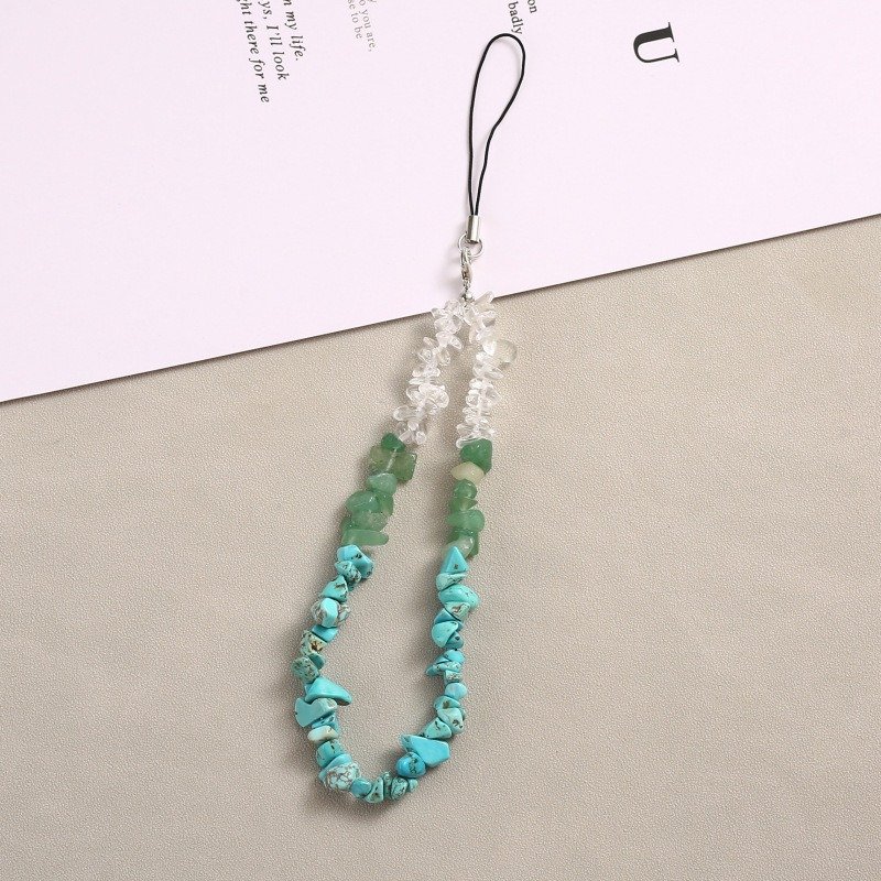Beaded Mobile Phone Strap Chain Cell Phone Charm Handmade Ins Natural Stone Irregular Crystal Mobile Phone Pendant Women