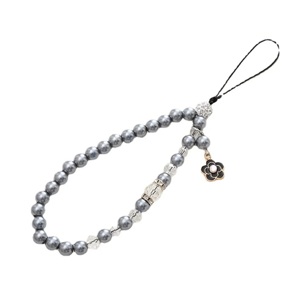 Light Luxury Pearl Mobile Phone Chain Small Flower Pendant Phone Lanyard Phone Shell Beaded Pendant Anti-drop Chain For