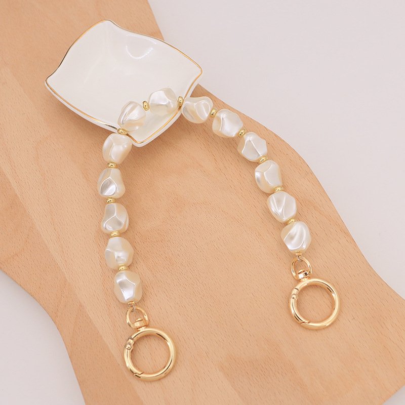 fashion Baroque Golden Resin Bag Handles Handbag Wrist phone Chain Straps Acrylic Metal Irregular Beaded Lanyard for Handbag